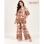 Women's Elegant Floral Printed 2-Piece Cord Set