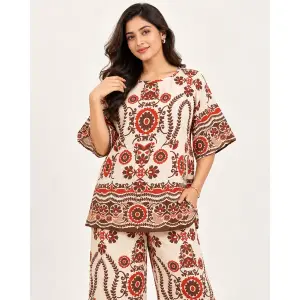 Women's Elegant Floral Printed 2-Piece Cord Set