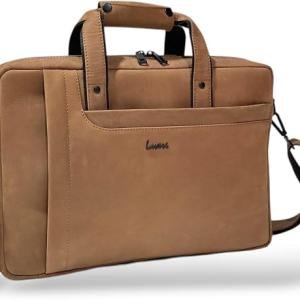 Laptop Briefcase Bag, Brown_Hunter, Multiple Zipper Pockets, Adjustable Shoulder Strap, Business Professional Style