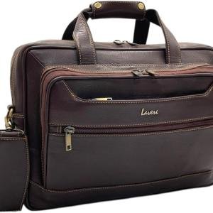 Laptop Briefcase, Brown, Multiple Compartments, Shoulder Strap Included, Professional Business Bag