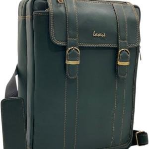 Backpack green, Convertible Laptop Bag with Top Handle, Gold Hardware Buckles
