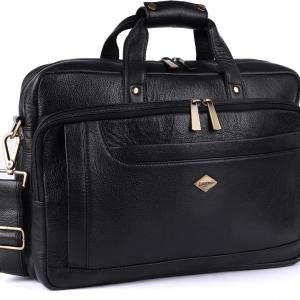 LAVERI FULL GRAIN LEATHER LAPTOP BAG MEN 13/14/15.6inch Cow Hide Office Briefcase Business Cross Body Messenger Bag IPad Macbook Adjustable Shoulder Strap Premium Expandable 1 Year Warranty #2868