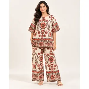 Women's Elegant Floral Printed 2-Piece Cord Set