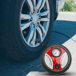 Portable Car Tire Air Pump – 12V Tire Inflator with Built-In Pressure Gauge for Cars, Bikes & Inflatables