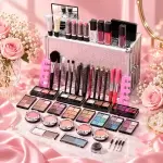 Professional Makeup Kit with Aluminum Carry Case | All-in-One Cosmetic Set with Eyeshadow, Lip Colors, Face Makeup, Brushes & Mirror