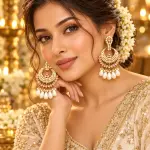 Kundan Chandbali Earrings for Women with Pink Stone Detailing & Pearl Drops – Traditional Indian Ethnic Statement Earrings for Weddings, Parties & Festive Wear