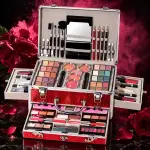 Professional Makeup Kit with Aluminum Carry Case | All-in-One Cosmetic Set with Eyeshadow, Lip Colors, Face Makeup, Brushes & Mirror