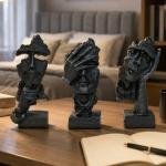 Decorative Face Sculptures Set of 3 – Modern Art Decor