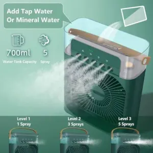 Portable Mini Air Conditioner 700ml – USB Evaporative Cooler with 7-Color LED Light