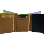 Smart Pop-Up Metallic Card Holder Tri-Fold Wallet in Leather # TRI 4523.NEW-ELASTIC
