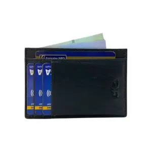 Super Slim Soft Genuine Leather Card Holder, Mini Credit Card Wallet # 1598N PHOTO