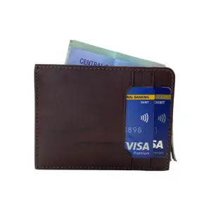 Slim Top Zipper Cards Holder Genuine Leather RFID # 4502