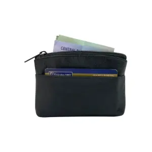 Slim Travel Top Zipper Cards, Cash, Coins & Key Wallet RFID # 1372A