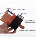 Smart Pop-Up Metallic Card Holder Wallet in Leather #4401