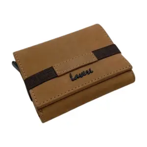 Smart Pop-Up Metallic Card Holder Tri-Fold Wallet in Leather # TRI 4523.NEW-ELASTIC