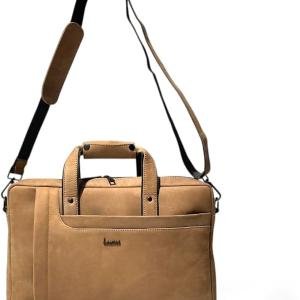 Laptop Briefcase Bag, Brown_Hunter, Multiple Zipper Pockets, Adjustable Shoulder Strap, Business Professional Style