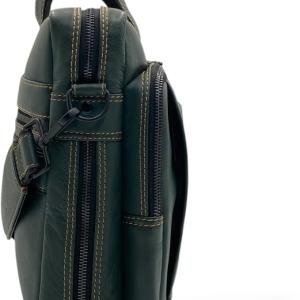 Laptop Briefcase Bag, Green, Multiple Zipper Pockets, Adjustable Shoulder Strap, Business Professional Style