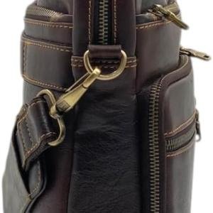 Briefcase Laptop Bag, Brown, Multiple Compartments, Adjustable Shoulder Strap, Business Professional