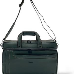 Laptop Briefcase Bag, Green, Multiple Zipper Pockets, Adjustable Shoulder Strap, Business Professional Style