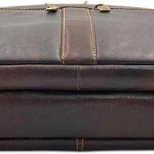 Briefcase Laptop Bag, Brown, Multiple Compartments, Adjustable Shoulder Strap, Business Professional