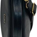 Laveri Convertible Laptop Messenger Bag, Navy Blue Leather, Top Handle, Adjustable Shoulder Strap, Multiple Compartments