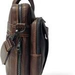 Laptop Briefcase Bag, Dark Brown, Multiple Zipper Pockets, Adjustable Shoulder Strap, Business Professional Style