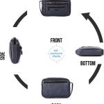 LAVERI Full Grain Leather Hand Pouch Wrist Bag Clutch Organiser Multi Purpose Bag Men Women Cow Hide Office Business Casual Travel Kit Toiletry Bag 1 Year Warranty #155BH