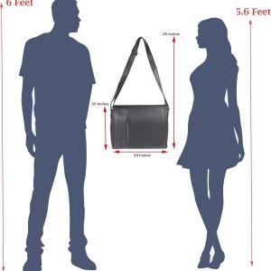LAVERI Full Grain Leather Messenger CrossBody Bag Fits Laptop 13/14/15.6inch Men Women Cow Hide Office Business Casual IPad Macbook Adjustable Shoulder Strap Premium 1 Year Warranty #2491