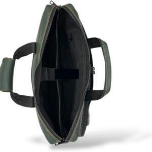 Laptop Briefcase Bag, Green, Multiple Zipper Pockets, Adjustable Shoulder Strap, Business Professional Style