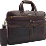 Briefcase Laptop Bag, Brown, Multiple Compartments, Adjustable Shoulder Strap, Business Professional