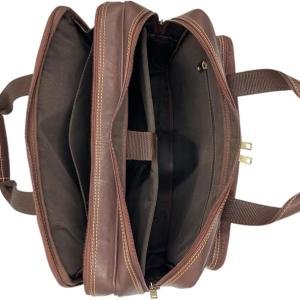 Laptop Briefcase, Brown, Multiple Compartments, Shoulder Strap Included, Professional Business Bag