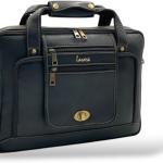 Laptop Briefcase Bag, Black, Multiple Zipper Pockets, Adjustable Shoulder Strap, Business Professional Style