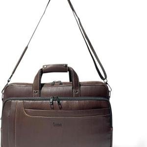 Laptop Briefcase Bag, Dark Brown, Multiple Zipper Pockets, Adjustable Shoulder Strap, Business Professional Style