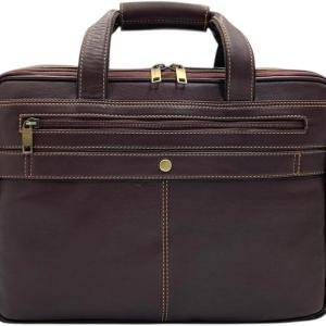 Laptop Briefcase, Brown, Multiple Compartments, Shoulder Strap Included, Professional Business Bag