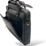 Laptop Briefcase Bag, Black, Multiple Zipper Pockets, Adjustable Shoulder Strap, Business Professional Style