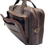 Laptop Briefcase, Brown, Multiple Compartments, Shoulder Strap Included, Professional Business Bag