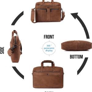 LAVERI Genuine Leather Office Bag for Men, 15.6 Inch Laptop Bag, Adjustable Strap, Multiple Compartments, 1 Year Warranty #2816