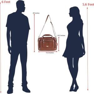LAVERI® Genuine Leather Laptop Bag Men Women upto 15 inch Cow Hide Office Briefcase Business Cross Body Messenger Bag IPad Macbook Adjustable Shoulder Strap Premium 1 Year Warranty #2870