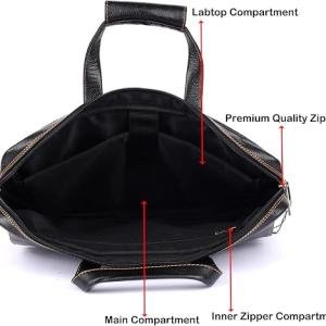 LAVERI® Genuine Leather Laptop Bag Men Women upto 15.6inch Cow Hide Office Briefcase Business Cross Body Messenger Bag IPad Macbook Adjustable Shoulder Strap Premium 1 Year Warranty #2869