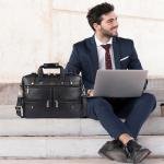LAVERI® Genuine Leather Laptop Bag Men Women upto 15.6inch Cow Hide Office Briefcase Business Cross Body Messenger Bag IPad Macbook Adjustable Shoulder Strap Premium 1 Year Warranty #2872