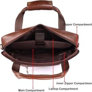 LAVERI® Genuine Leather Laptop Bag Men Women upto 15 inch Cow Hide Office Briefcase Business Cross Body Messenger Bag IPad Macbook Adjustable Shoulder Strap Premium 1 Year Warranty #2870