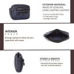 LAVERI Full Grain Leather Hand Pouch Wrist Bag Clutch Organiser Multi Purpose Bag Men Women Cow Hide Office Business Casual Travel Kit Toiletry Bag 1 Year Warranty #155BH