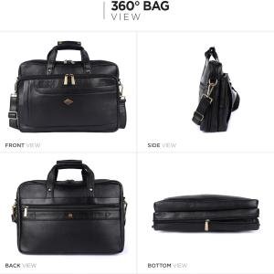 LAVERI FULL GRAIN LEATHER LAPTOP BAG MEN 13/14/15.6inch Cow Hide Office Briefcase Business Cross Body Messenger Bag IPad Macbook Adjustable Shoulder Strap Premium Expandable 1 Year Warranty #2868