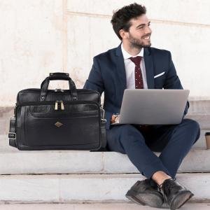 LAVERI FULL GRAIN LEATHER LAPTOP BAG MEN 13/14/15.6inch Cow Hide Office Briefcase Business Cross Body Messenger Bag IPad Macbook Adjustable Shoulder Strap Premium Expandable 1 Year Warranty #2868