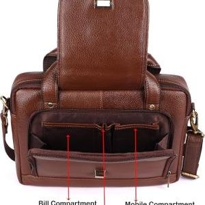 LAVERI® Genuine Leather Laptop Bag Men Women upto 15 inch Cow Hide Office Briefcase Business Cross Body Messenger Bag IPad Macbook Adjustable Shoulder Strap Premium 1 Year Warranty #2870