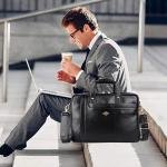 LAVERI® FULL GRAIN LEATHER LAPTOP BAG MEN 13/14/15.6inch Cow Hide Office Briefcase Business Cross Body Messenger Bag IPad Macbook Adjustable Shoulder Strap Premium 1 Year Warranty #2866