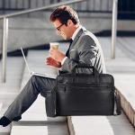 LAVERI FULL GRAIN LEATHER LAPTOP BAG FOR Men Women 13-15.6inch Cow Hide Office Briefcase Business CrossBody Messenger Bag IPad Macbook Adjustable Shoulder Strap VIP 1 Year Warranty #2815