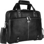 LAVERI Genuine Leather Office Bag for Men, upto 15.6 Inch Laptop Bag, Adjustable Strap, Multiple Compartments, 1 Year Warranty #W5510