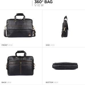 LAVERI® Genuine Leather Laptop Bag Men Women upto 15.6inch Cow Hide Office Briefcase Business Cross Body Messenger Bag IPad Macbook Adjustable Shoulder Strap Premium 1 Year Warranty #2869