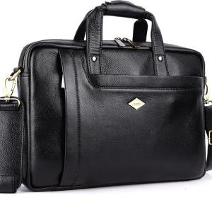 LAVERI® FULL GRAIN LEATHER LAPTOP BAG MEN 13/14/15.6inch Cow Hide Office Briefcase Business Cross Body Messenger Bag IPad Macbook Adjustable Shoulder Strap Premium 1 Year Warranty #2866